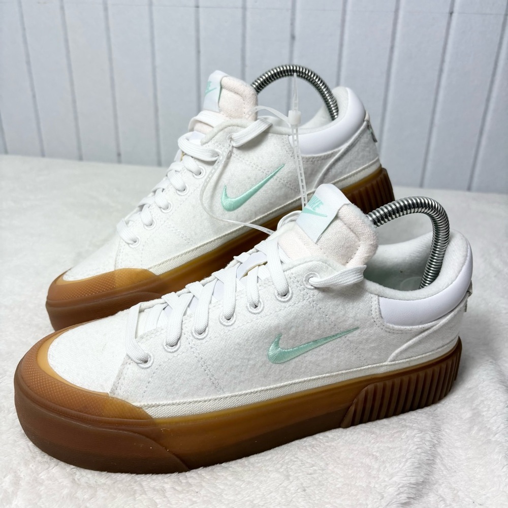 Nike Court Legacy Lift White Sneakers with Gum Soles and Mint Accents Size 8 - Picture 8 of 12